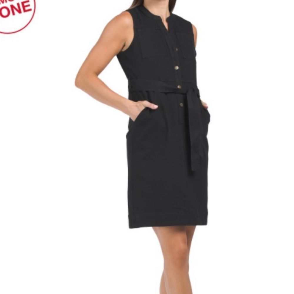 Nanette Lepore Sleeveless Denim Button Down Mini Dress Black Size 10 - Picture 3 of 10